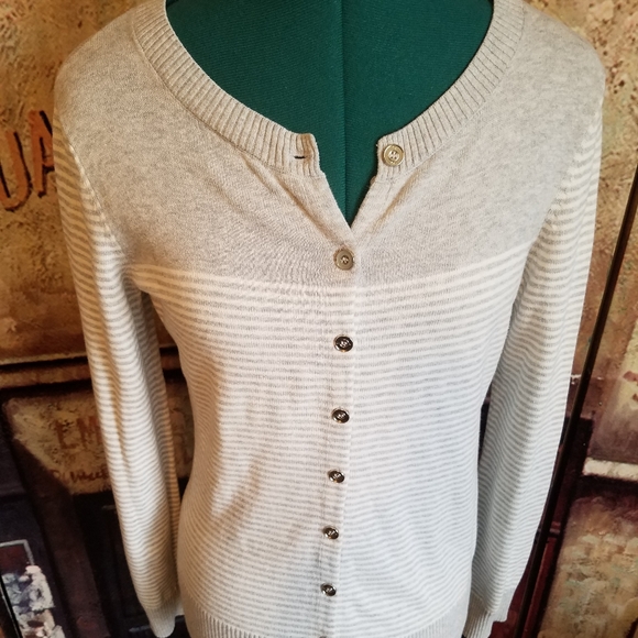 Nautica grey striped button up cardigan - Picture 1 of 5